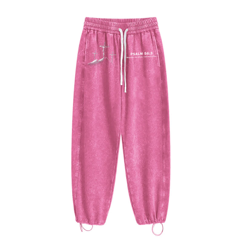 Christianartworkshop Psalm 56:3 Kreuzgrafik Blush Washed Sweatpants - image 42