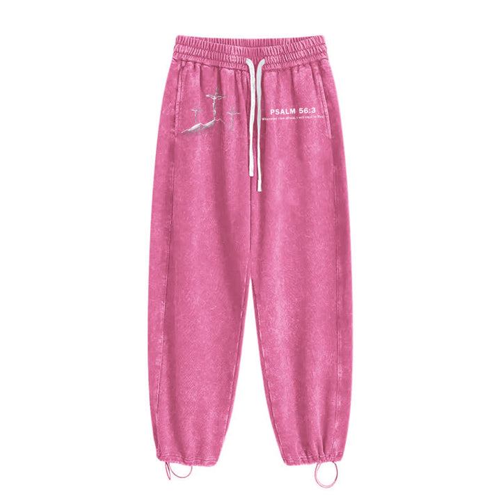 Christianartworkshop Psalm 56:3 Kreuzgrafik Blush Washed Sweatpants - image 42