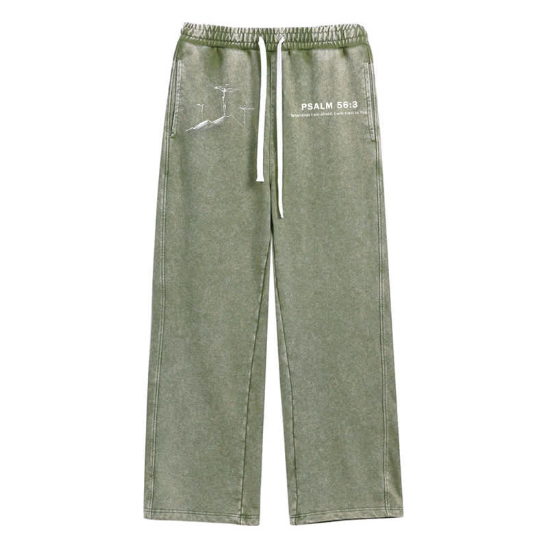Christianartworkshop Psalm 56:3 Kreuzgrafik Blush Washed Sweatpants - Armeegrün - 2XL - image 24