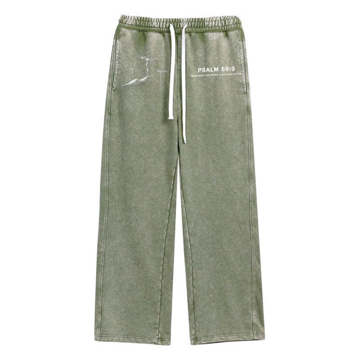 Christianartworkshop Psalm 56:3 Kreuzgrafik Blush Washed Sweatpants - Armeegrün - 2XL - image 24