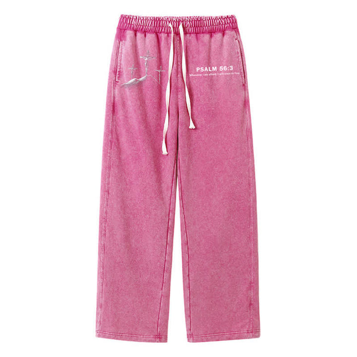Christianartworkshop Psalm 56:3 Kreuzgrafik Blush Washed Sweatpants - Rose - 2XL - image 40