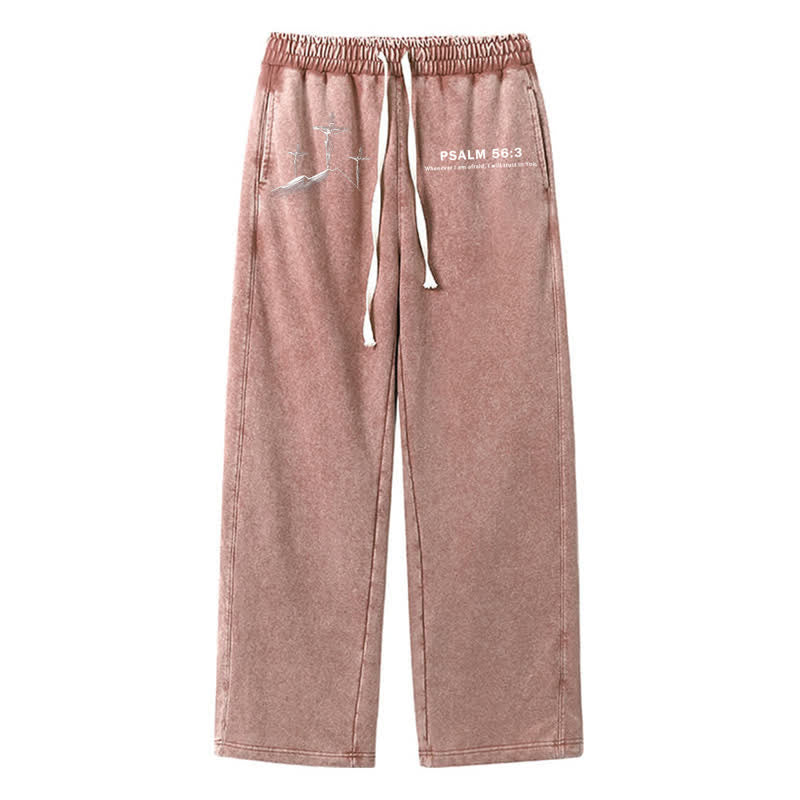 Christianartworkshop Psalm 56:3 Kreuzgrafik Blush Washed Sweatpants - Braun - 2XL - image 32