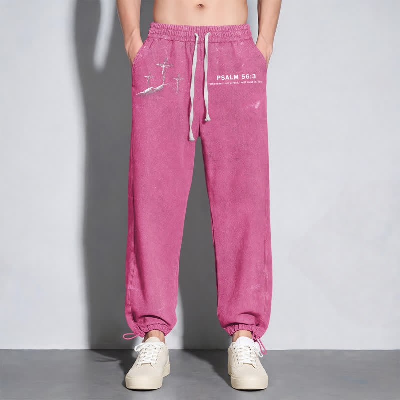 Christianartworkshop Psalm 56:3 Kreuzgrafik Blush Washed Sweatpants - image 46