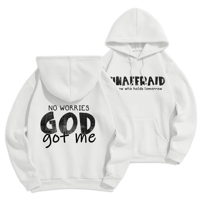 Christianartworkshop Keine Sorgen, Gott hat mich – Übergroßer roter Hoodie - Weiß - 2XL - image 3