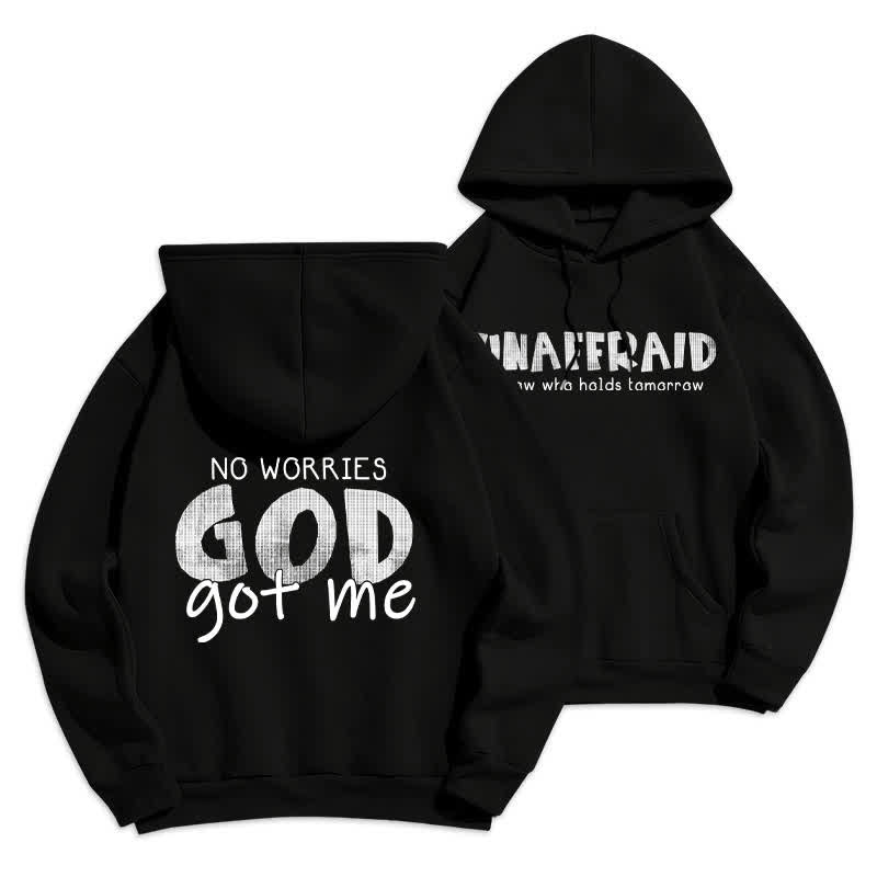Christianartworkshop Keine Sorgen, Gott hat mich – Übergroßer roter Hoodie - Schwarz - 2XL - image 6