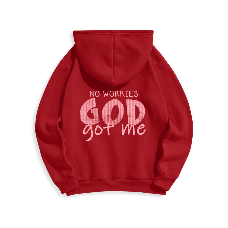 Christianartworkshop Keine Sorgen, Gott hat mich – Übergroßer roter Hoodie - image 1