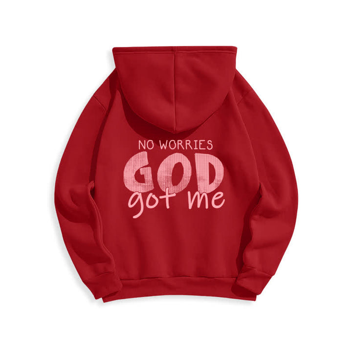 Christianartworkshop Keine Sorgen, Gott hat mich – Übergroßer roter Hoodie - image 1