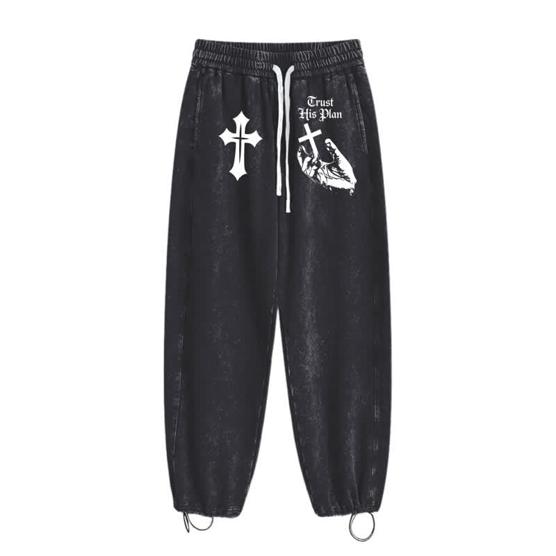 Christianartworkshop Vertraue seinem Plan Cross Graphic Washed Sweatpants - image 10