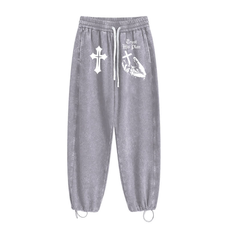 Christianartworkshop Vertraue seinem Plan Cross Graphic Washed Sweatpants - image 18