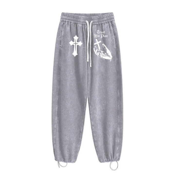 Christianartworkshop Vertraue seinem Plan Cross Graphic Washed Sweatpants - image 18