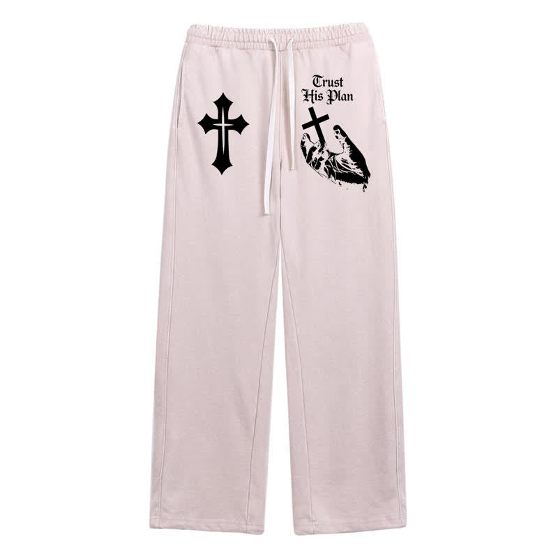 Christianartworkshop Vertraue seinem Plan Cross Graphic Washed Sweatpants - Beige - 2XL - image 24