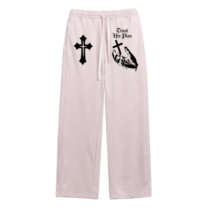 Christianartworkshop Vertraue seinem Plan Cross Graphic Washed Sweatpants - Beige - 2XL - image 24
