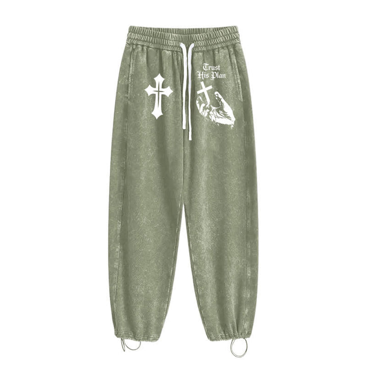 Christianartworkshop Vertraue seinem Plan Cross Graphic Washed Sweatpants - image 34
