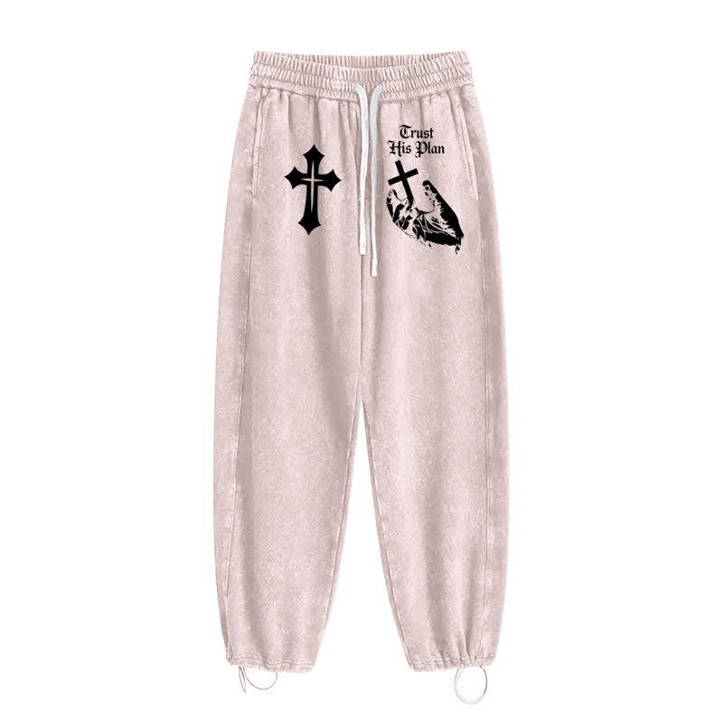 Christianartworkshop Vertraue seinem Plan Cross Graphic Washed Sweatpants - image 26