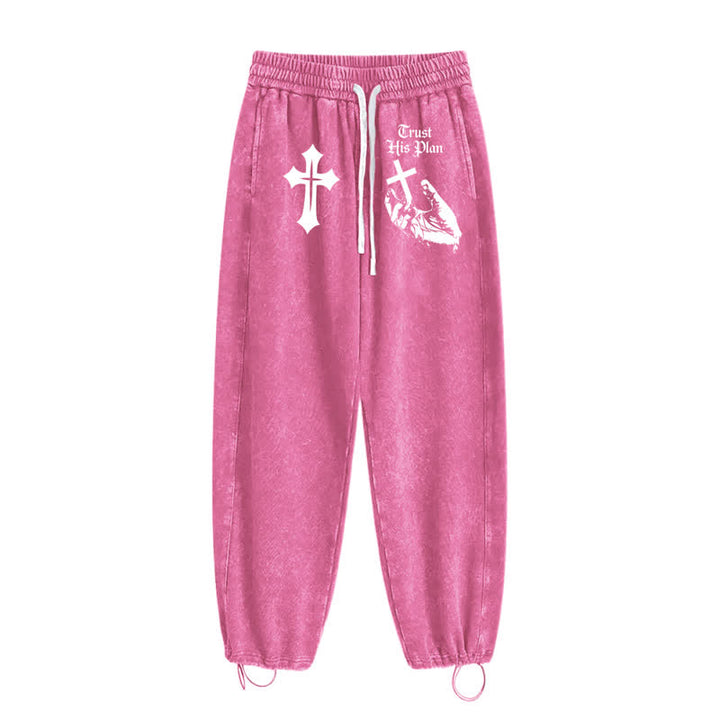 Christianartworkshop Vertraue seinem Plan Cross Graphic Washed Sweatpants - image 42