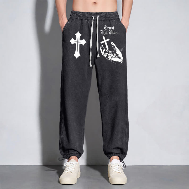 Christianartworkshop Vertraue seinem Plan Cross Graphic Washed Sweatpants - image 14