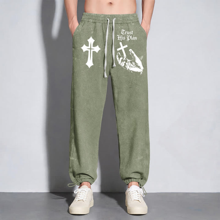 Christianartworkshop Vertraue seinem Plan Cross Graphic Washed Sweatpants - image 38