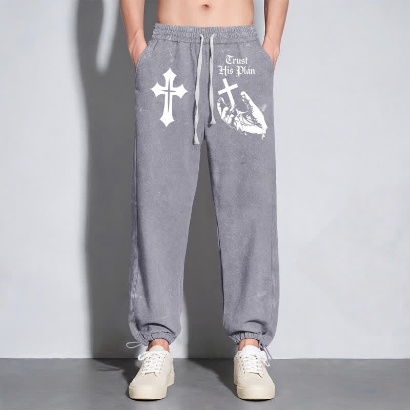 Christianartworkshop Vertraue seinem Plan Cross Graphic Washed Sweatpants - image 22