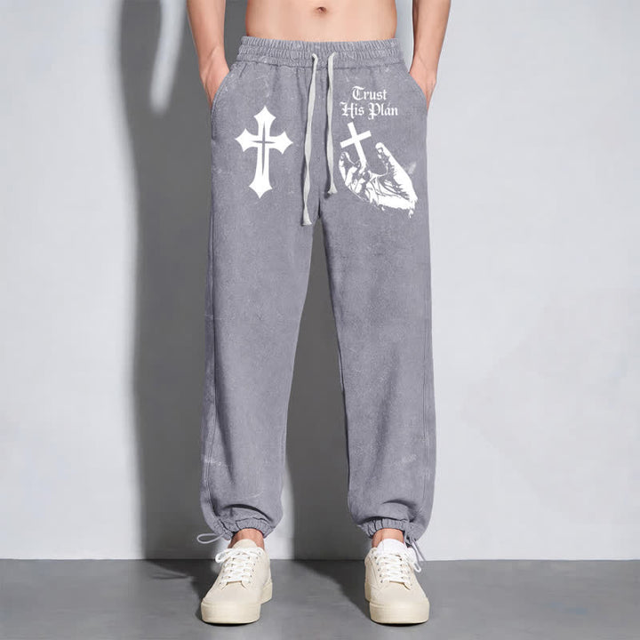 Christianartworkshop Vertraue seinem Plan Cross Graphic Washed Sweatpants - image 22
