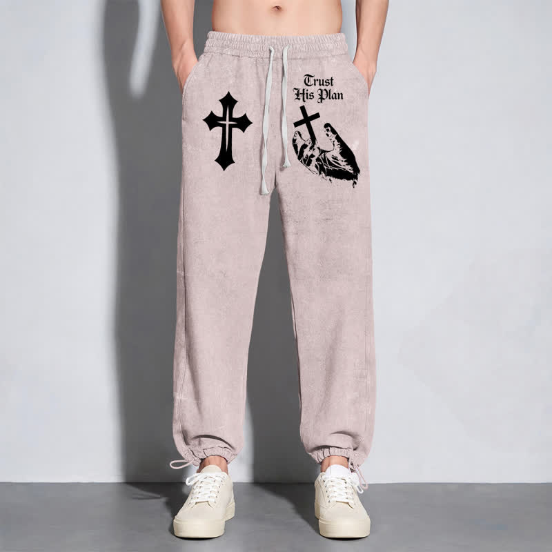 Christianartworkshop Vertraue seinem Plan Cross Graphic Washed Sweatpants - image 30