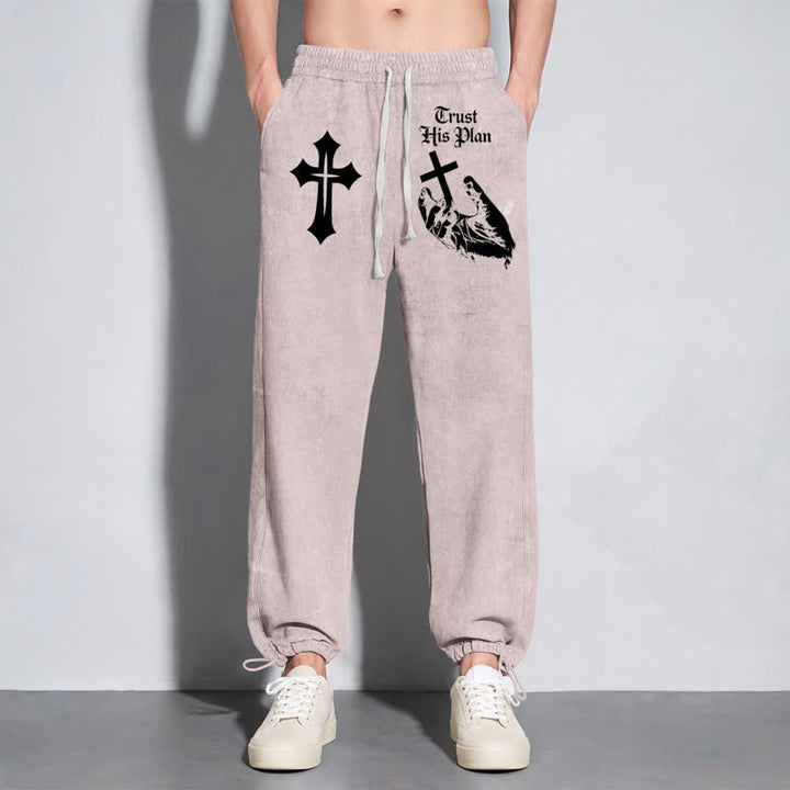 Christianartworkshop Vertraue seinem Plan Cross Graphic Washed Sweatpants - image 30