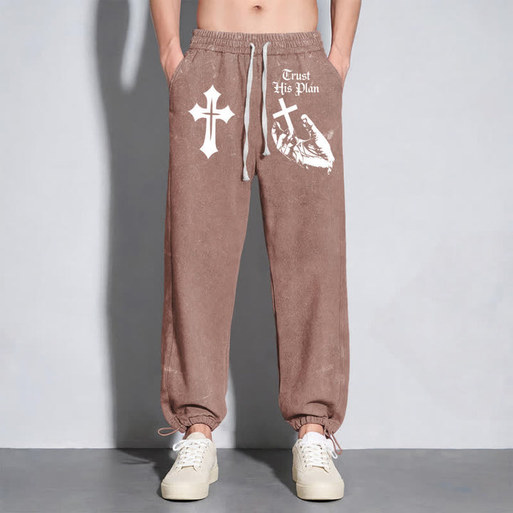 Christianartworkshop Vertraue seinem Plan Cross Graphic Washed Sweatpants - image 6