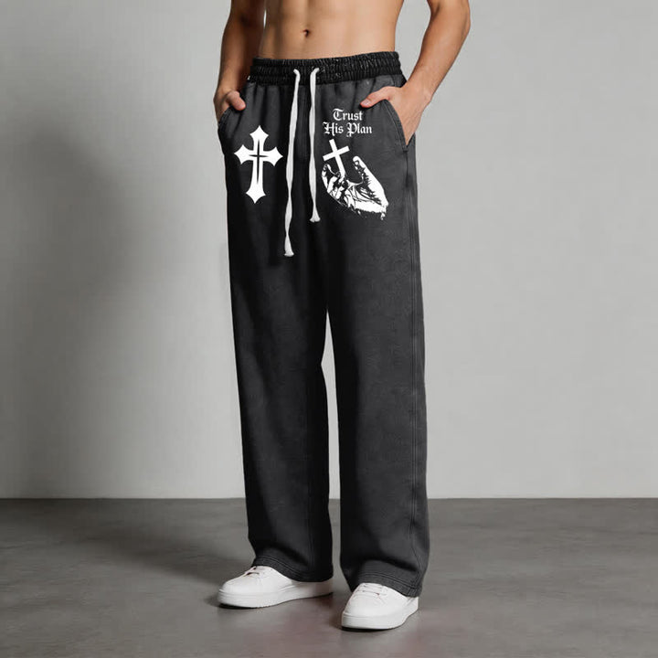 Christianartworkshop Vertraue seinem Plan Cross Graphic Washed Sweatpants - image 12