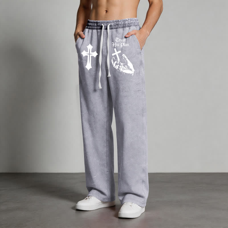 Christianartworkshop Vertraue seinem Plan Cross Graphic Washed Sweatpants - image 20