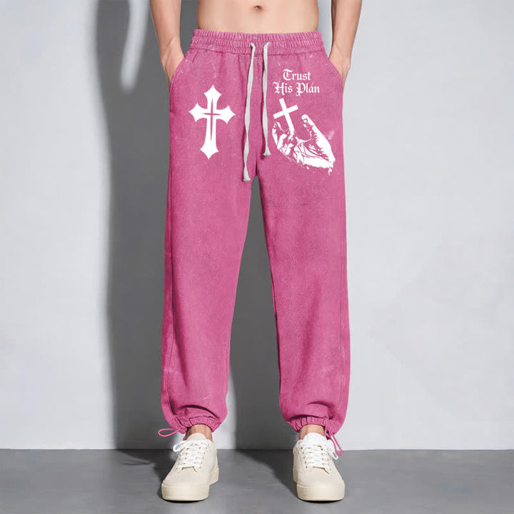 Christianartworkshop Vertraue seinem Plan Cross Graphic Washed Sweatpants - image 46
