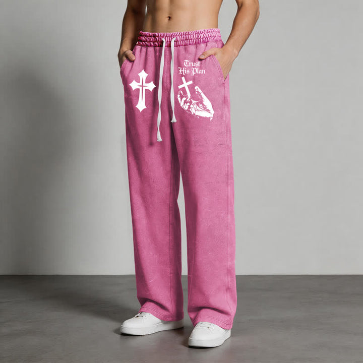Christianartworkshop Vertraue seinem Plan Cross Graphic Washed Sweatpants - image 44
