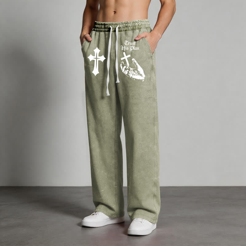 Christianartworkshop Vertraue seinem Plan Cross Graphic Washed Sweatpants - image 36
