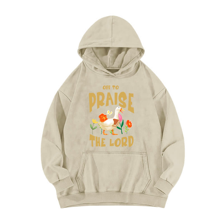 Christianartworkshop Auf zum Lobpreis des Herrn! Enten-Hoodie mit Blumenmuster - Aprikose - 5XL - image 2