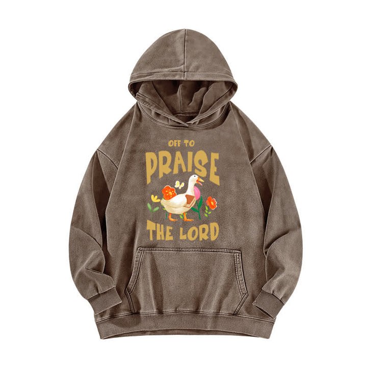 Christianartworkshop Auf zum Lobpreis des Herrn! Enten-Hoodie mit Blumenmuster - Braun - 5XL - image 4