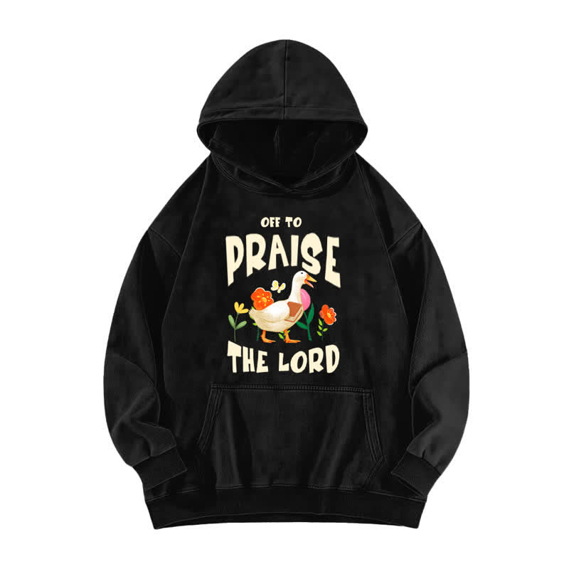 Christianartworkshop Auf zum Lobpreis des Herrn! Enten-Hoodie mit Blumenmuster - Schwarz - 5XL - image 1