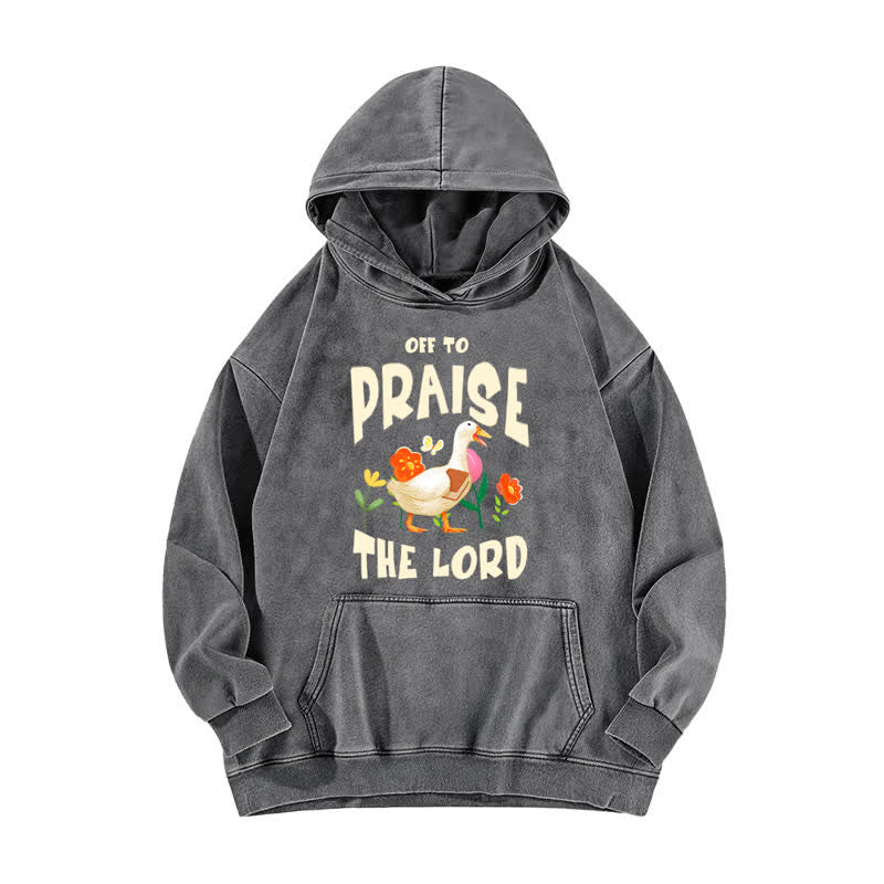 Christianartworkshop Auf zum Lobpreis des Herrn! Enten-Hoodie mit Blumenmuster - Grau - 5XL - image 0