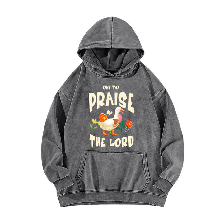 Christianartworkshop Auf zum Lobpreis des Herrn! Enten-Hoodie mit Blumenmuster - Grau - 5XL - image 0