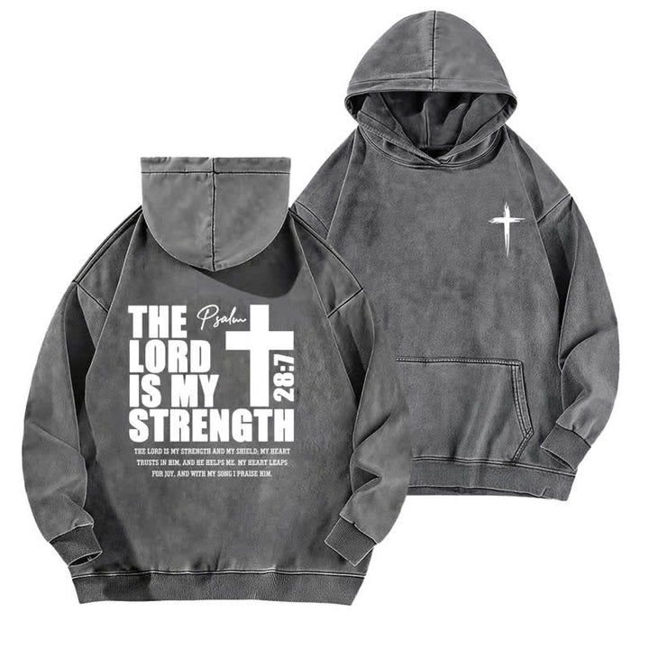 Christianartworkshop Der Herr ist meine Stärke – Gewaschener Hoodie - Grau - 5XL - image 9