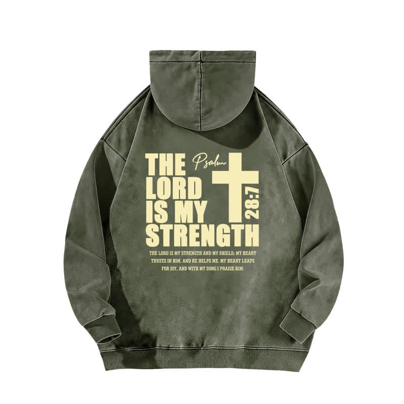 Christianartworkshop Der Herr ist meine Stärke – Gewaschener Hoodie - image 1