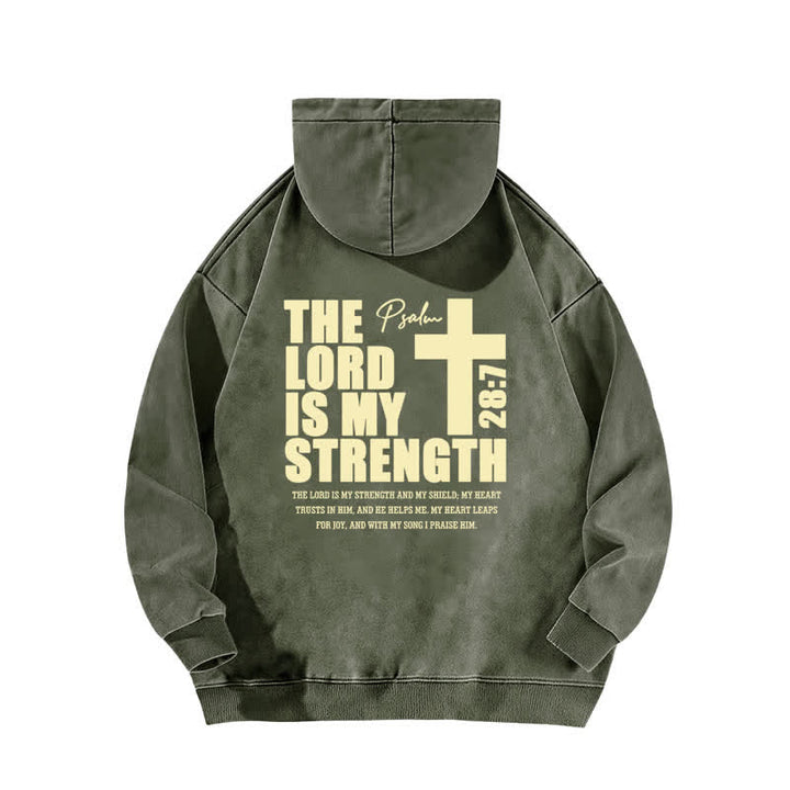Christianartworkshop Der Herr ist meine Stärke – Gewaschener Hoodie - image 1