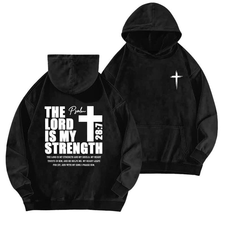 Christianartworkshop Der Herr ist meine Stärke – Gewaschener Hoodie - Schwarz - 5XL - image 3