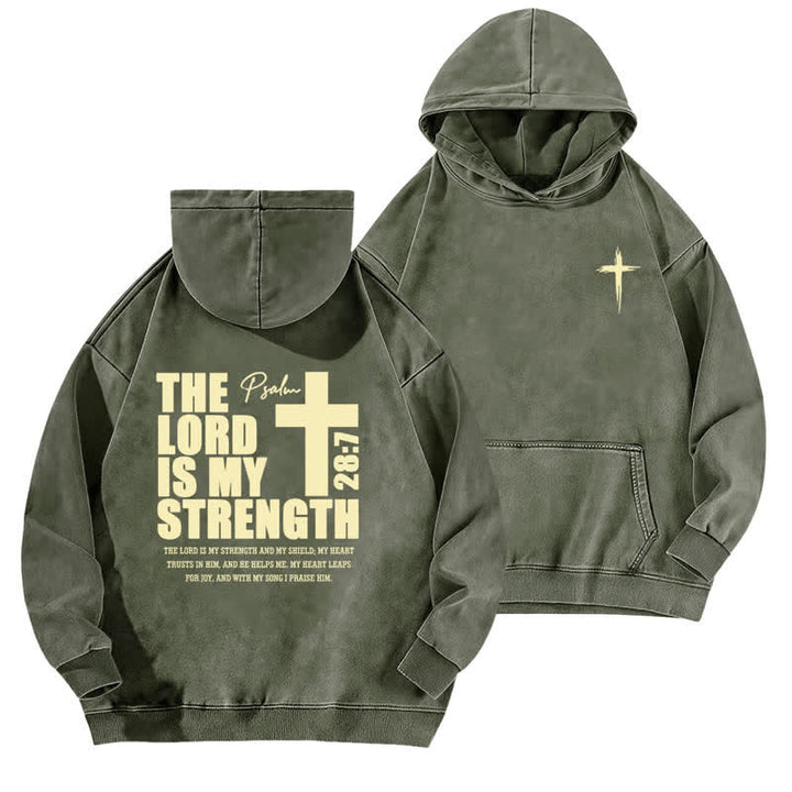 Christianartworkshop Der Herr ist meine Stärke – Gewaschener Hoodie - Armeegrün - 5XL - image 0