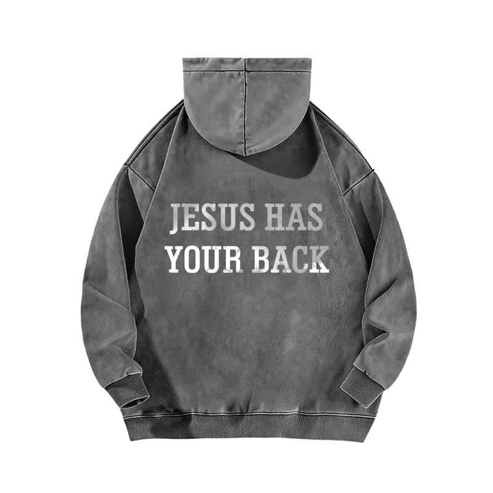 Christianartworkshop Jesus Has Your Back – Kapuzenpullover mit Kreuzprint - image 10