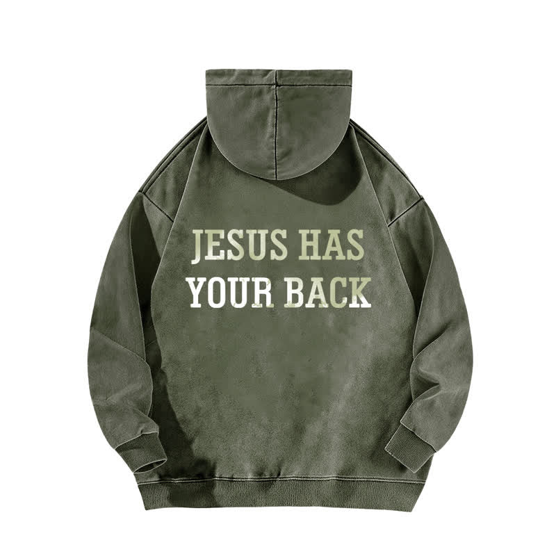 Christianartworkshop Jesus Has Your Back – Kapuzenpullover mit Kreuzprint - image 7