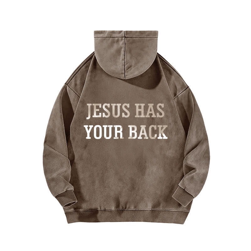 Christianartworkshop Jesus Has Your Back – Kapuzenpullover mit Kreuzprint - image 13