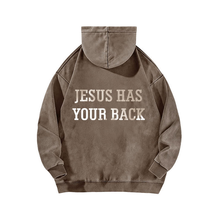 Christianartworkshop Jesus Has Your Back – Kapuzenpullover mit Kreuzprint - image 13