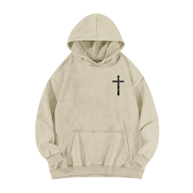 Christianartworkshop Jesus Has Your Back – Kapuzenpullover mit Kreuzprint - image 2