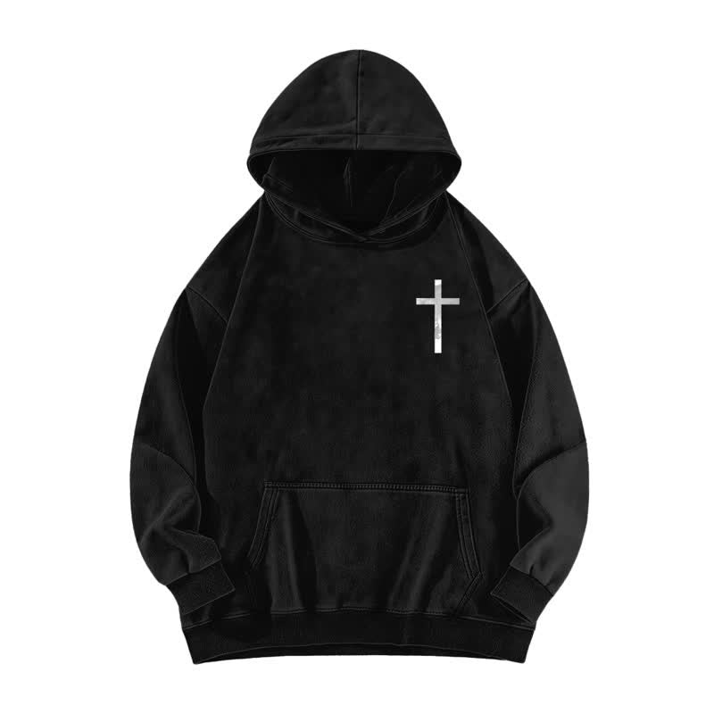 Christianartworkshop Jesus Has Your Back – Kapuzenpullover mit Kreuzprint - image 5