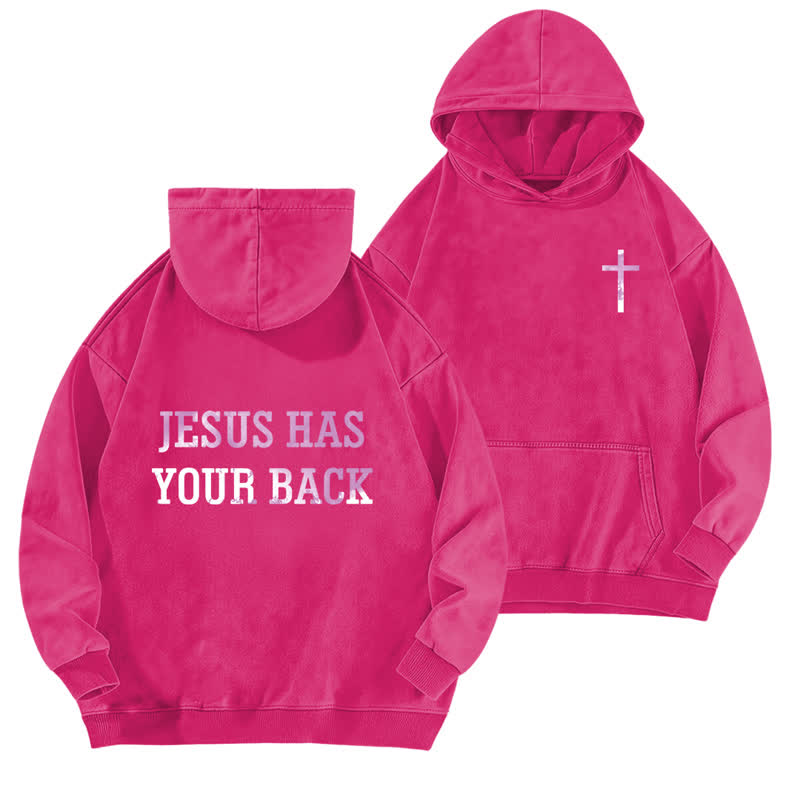 Christianartworkshop Jesus Has Your Back – Kapuzenpullover mit Kreuzprint - Rose - 5XL - image 15