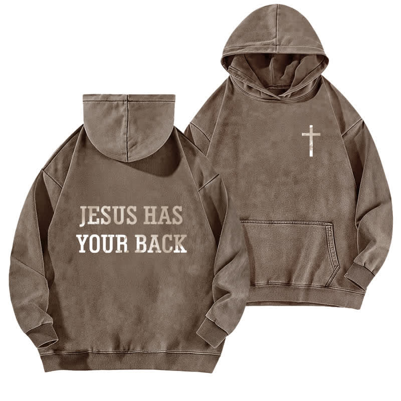 Christianartworkshop Jesus Has Your Back – Kapuzenpullover mit Kreuzprint - Kaffee - 5XL - image 12