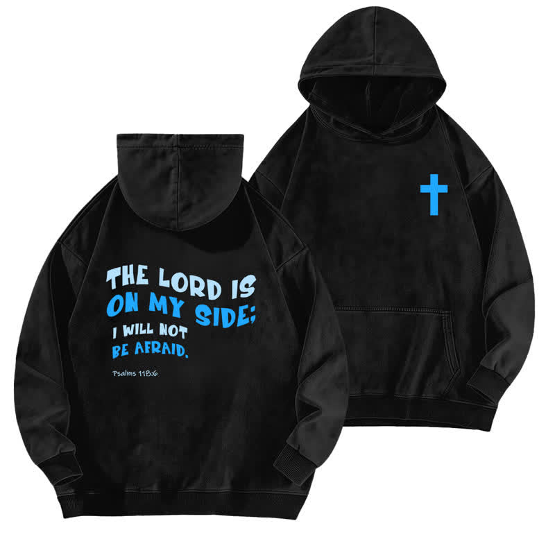 Christianartworkshop Der Herr ist auf meiner Seite – gewaschener Hoodie - Schwarz - 5XL - image 3